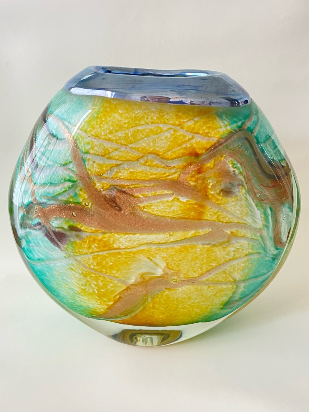 Signed Handblown Art Glass Vase by Michele Luzoro  Certificate of Authenticity